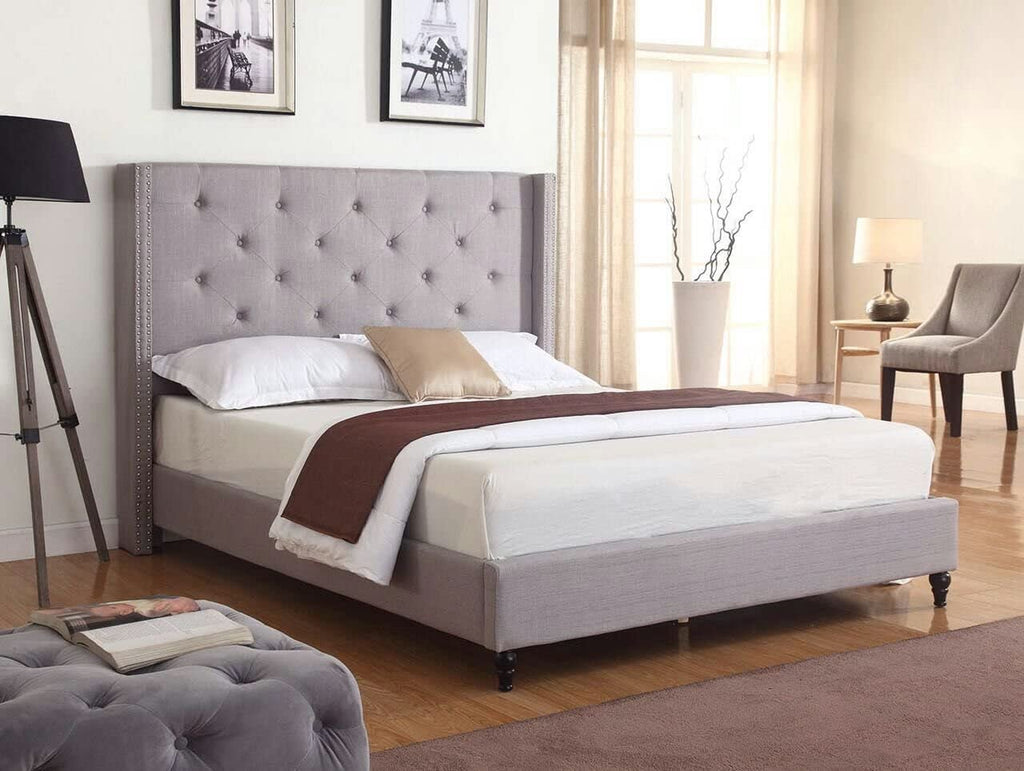 Furbed00007_Cloth_Lightgrey_Full Platform Bed, Grey