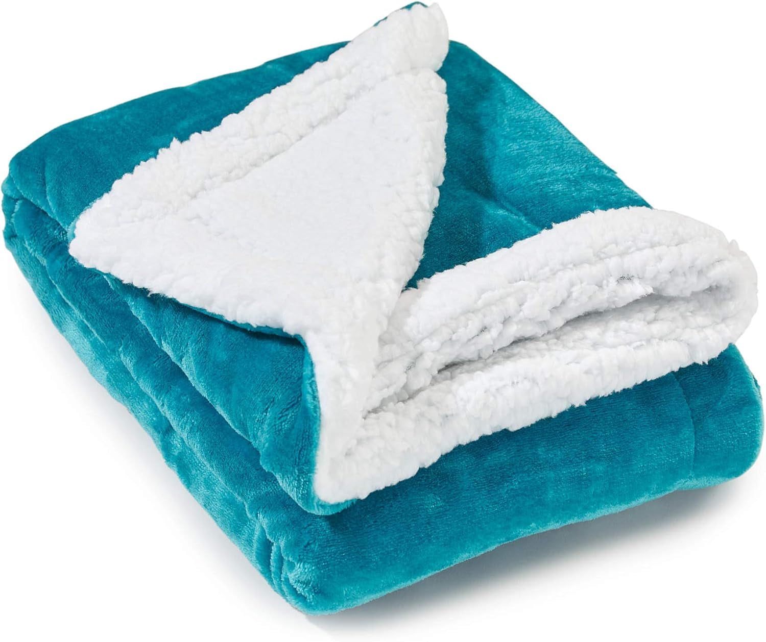Sherpa Throw Blanket Super Soft Reversible Ultra Luxurious Plush Blanket, 40 X 50 Inches, Teal/White