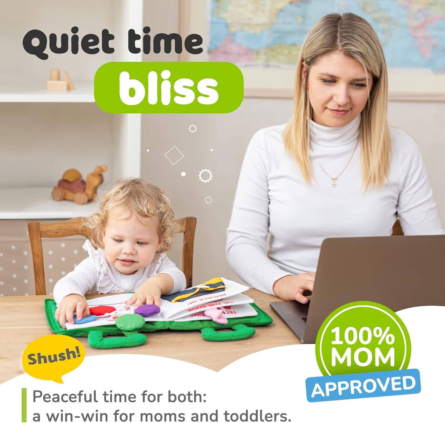 Plane Toys for Toddlers 1-3, Long Flight Must Haves, Quiet Busy Book for 1 Year Old, Travel Toys for Toddlers on Airplane, No Noise Activity Book, All Parts Attached, Gift for Girls & Boys