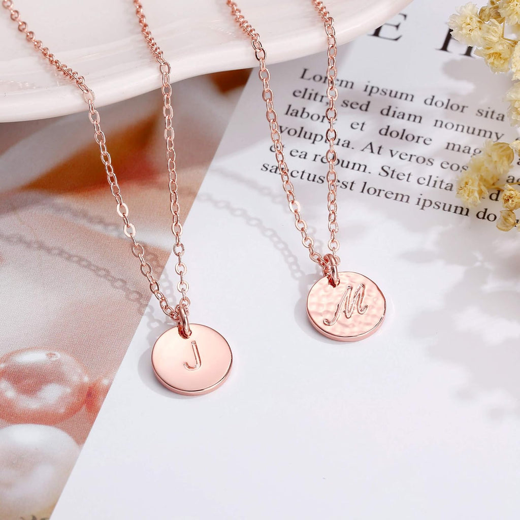 Graduation Gifts for Women Her - 14K Gold Plated/14K Rose Gold Plated/S925 Sterling Silver Disc Initial Necklaces for Girls Jewelry Birthday Gift Graduation Gifts for Kids Girl Teens Women