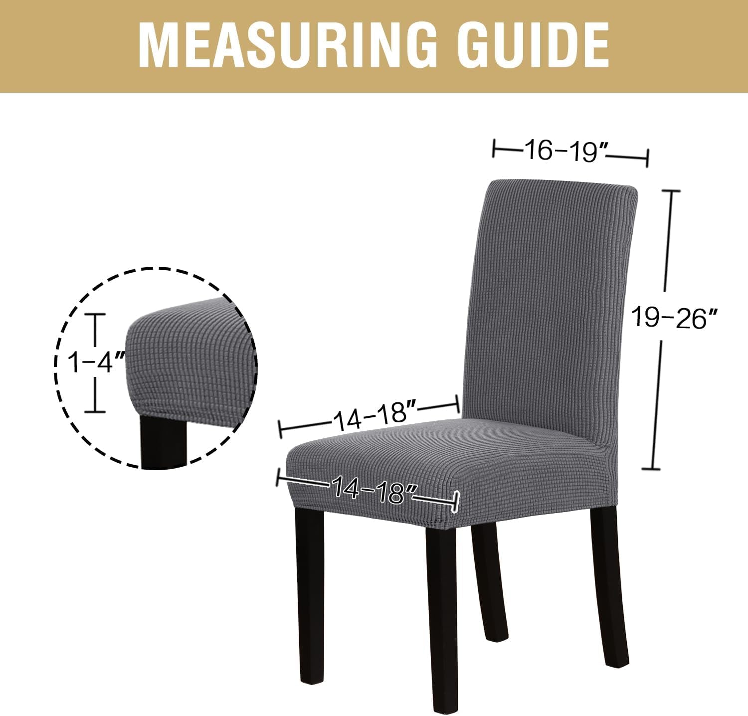 Stretch Dining Chair Covers Set of 2 Chair Covers for Dining Room Parsons Chair Slipcover Chair Protectors Covers Dining, Feature Textured Checked Jacquard Fabric, Gray