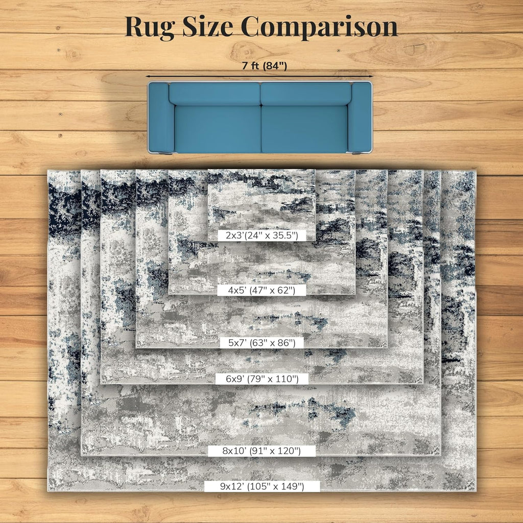 Kimberly Collection Ivory 2X3 Modern Abstract Area Rug