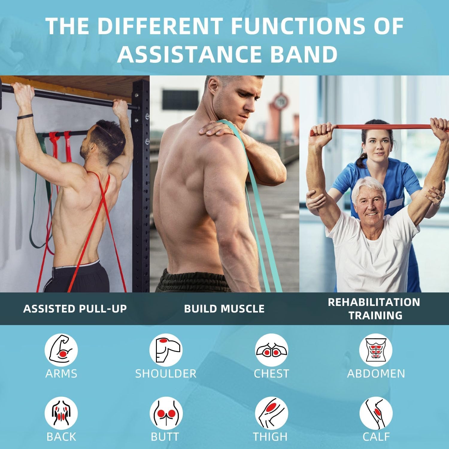 Resistance Bands, Pull up Bands, Pull up Assist Band Exercise Bands for Men & Women Working Out, Body Stretching, Physical Therapy, Muscle Training