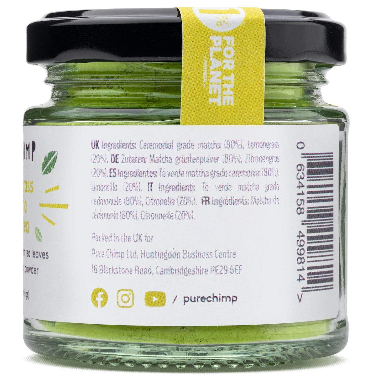 Matcha Green Tea Powder - 1.75 Ounces (50G) of Ceremonial Grade Japanese Matcha for Baking, Lattes and Smoothies - Lemongrass