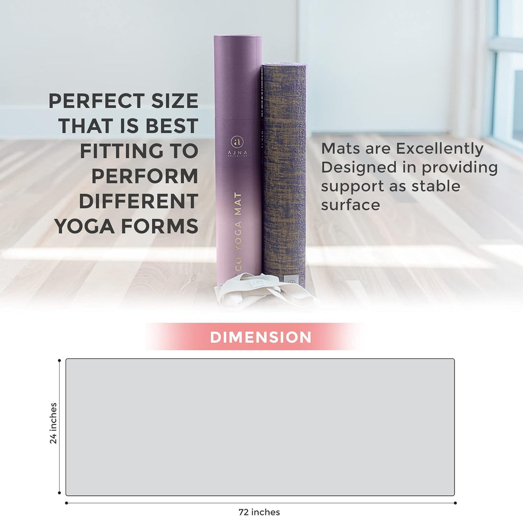 Organic Yoga Mat - Natural Jute Yoga Mats - Large Non Slip Eco Friendly Yoga Mats with Carrying Strap - Reversible Jute per - Extra Long Yoga Mat 72 Inch - 5Mm - All Types of Yoga - Vegan