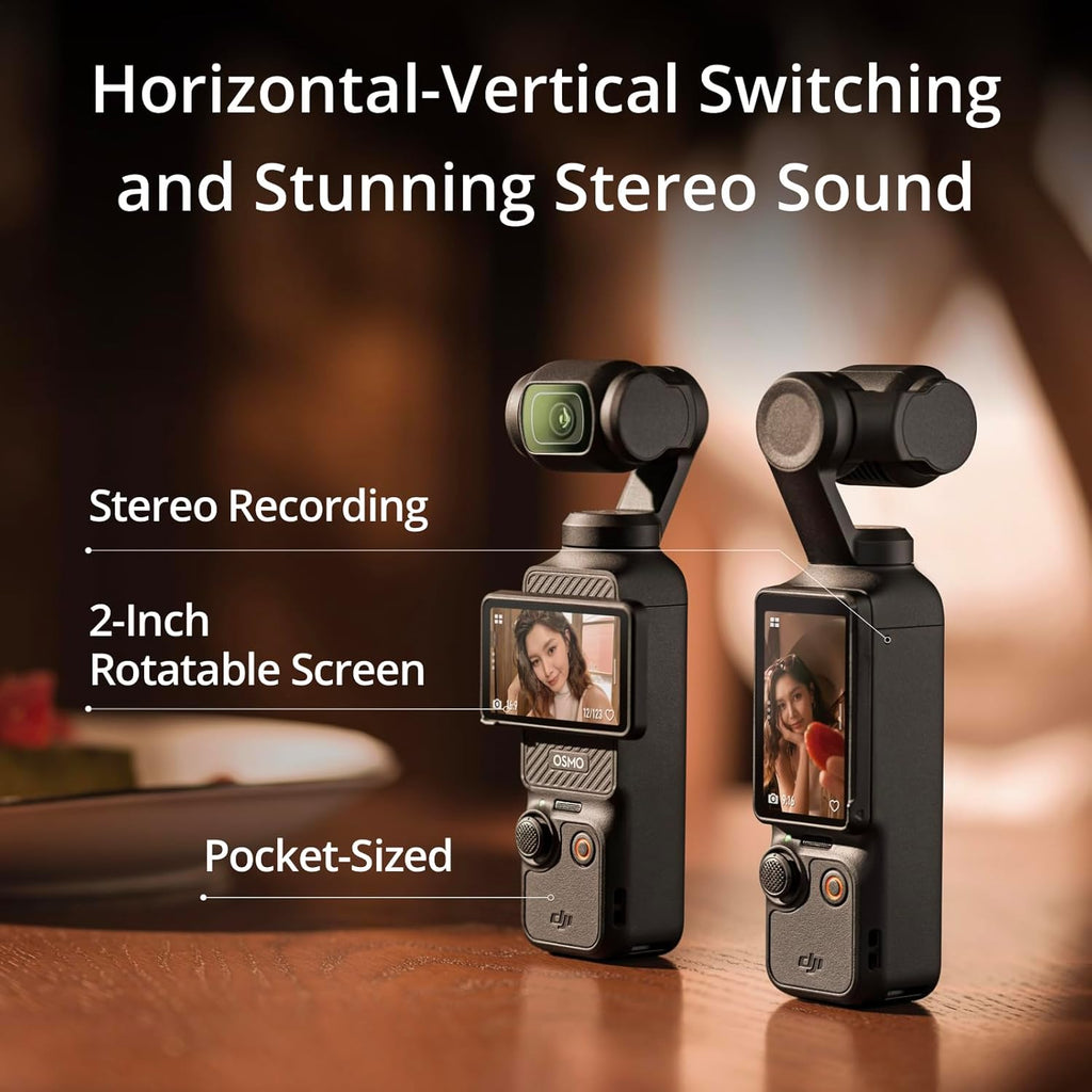 Osmo Pocket 3 Creator Combo, 1'' CMOS, 4K Resolution/120Fps Vlog Camera, 3-Axis Stabilization, Face/Object Tracking, Mic Included for Clear Sound, Digital Camera for Youtube