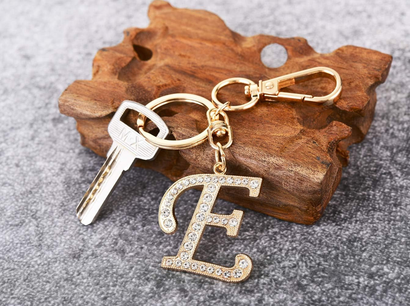 Keychain for Women Purse Charms for Handbags Crystal Alphabet Initial Letter Pendant with Key Ring