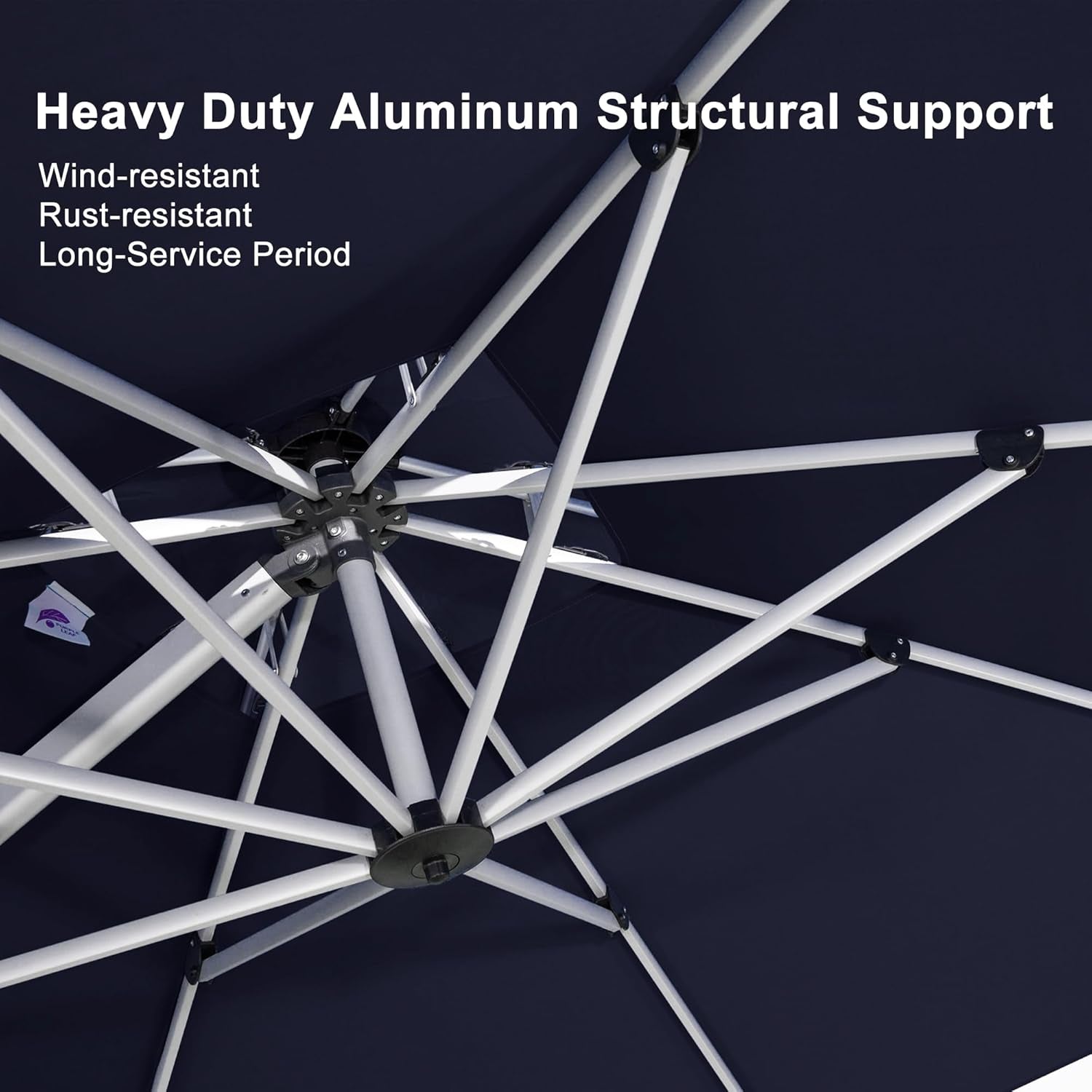 11 Feet Patio Umbrella Outdoor round Umbrella Large Cantilever Umbrella Windproof Offset Heavy Duty Sun for Garden Deck Pool Patio, Navy Blue