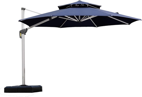 11 Feet Patio Umbrella Outdoor round Umbrella Large Cantilever Umbrella Windproof Offset Heavy Duty Sun for Garden Deck Pool Patio, Navy Blue