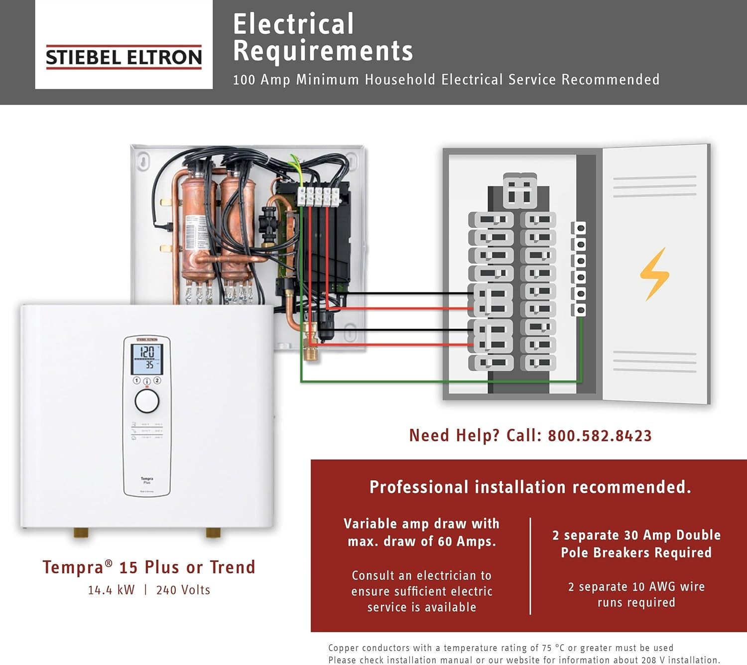 Tankless Water Heater - Tempra 15 Trend – Electric, 14.4Kw, on Demand Hot Water, Eco, White, Made in Germany