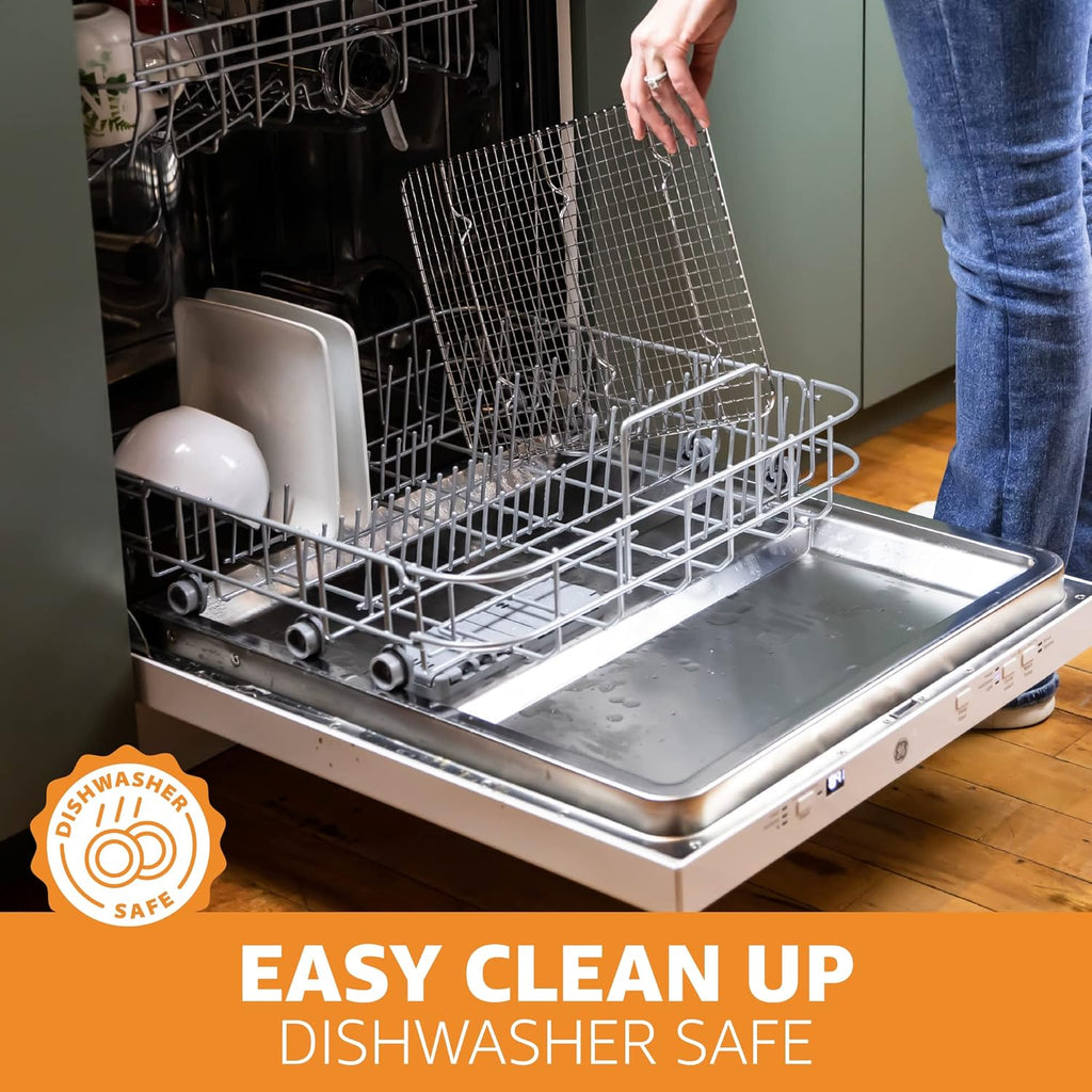 18/8 Stainless Steel Cooling Rack, Heavy Duty Baking Rack for Oven Cooking, Fits Half Sheet Pan, Wire Rack for Cooking, 11.5" X 16.5" - 2 Pack