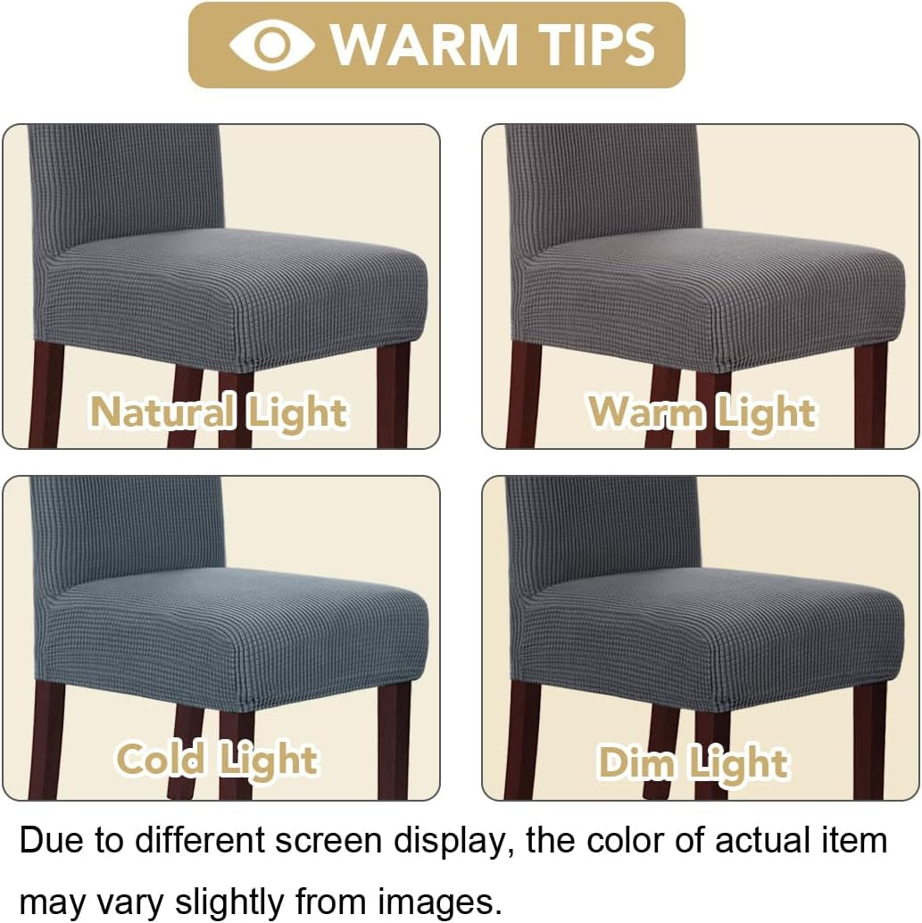 Stretch Dining Chair Covers Set of 2 Chair Covers for Dining Room Parsons Chair Slipcover Chair Protectors Covers Dining, Feature Textured Checked Jacquard Fabric, Gray