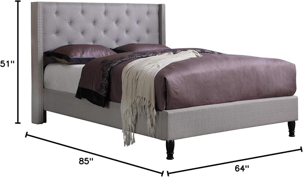 Furbed00007_Cloth_Lightgrey_Full Platform Bed, Grey