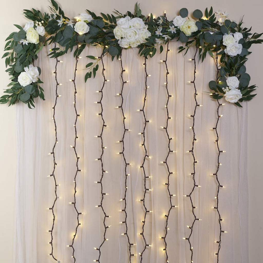 100-Count Warm White LED Outdoor String Lights with Brown Wire
