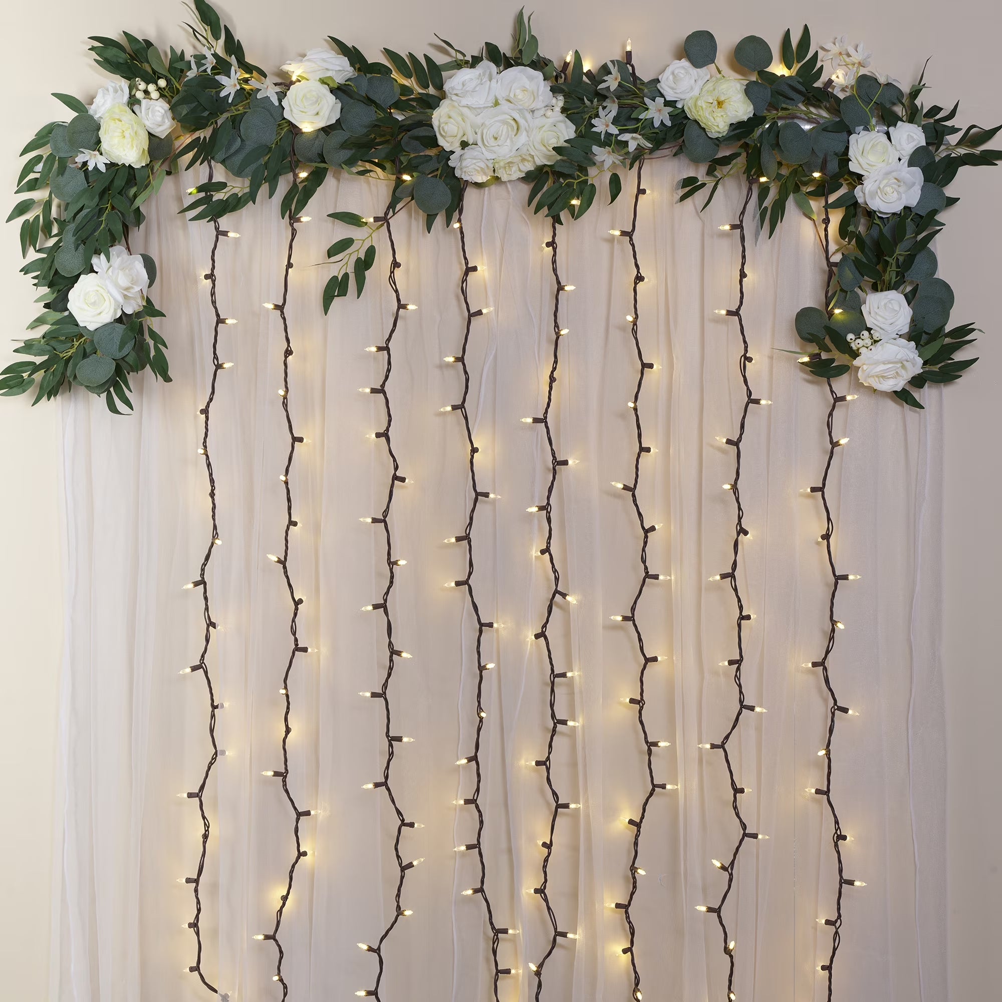 100-Count Warm White LED Outdoor String Lights with Brown Wire