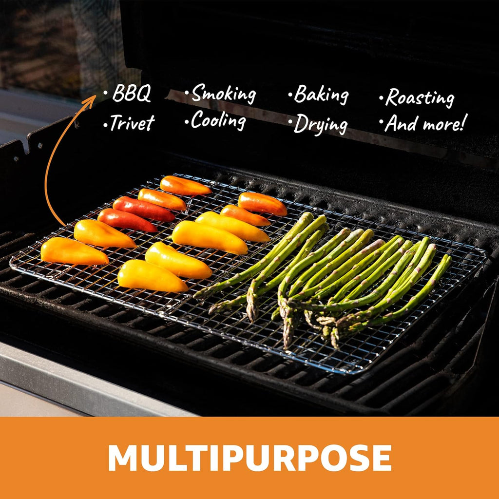 18/8 Stainless Steel Cooling Rack, Heavy Duty Baking Rack for Oven Cooking, Fits Half Sheet Pan, Wire Rack for Cooking, 11.5" X 16.5" - 2 Pack