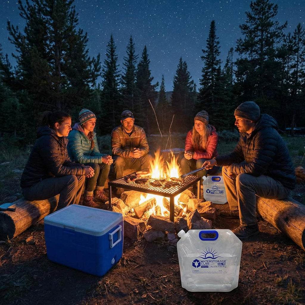 Premium Collapsible Water Container Bag, BPA Free Food Grade Clear Plastic Storage Jug for Camping Hiking Backpack Emergency, No-Leak Freezable Foldable Water Bottle 1.3/2.6 Gallon