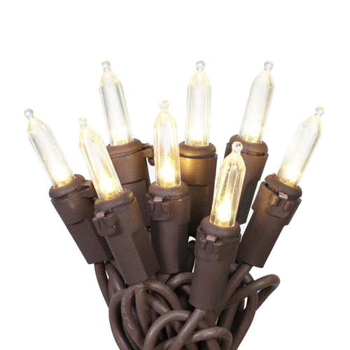 100-Count Warm White LED Outdoor String Lights with Brown Wire