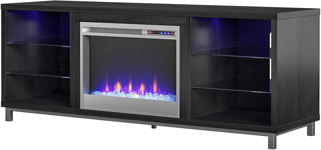 Lumina Fireplace TV Stand, Black Oak, Holds Tvs up to 70", Modern Entertainment Center with RGB LED Lights