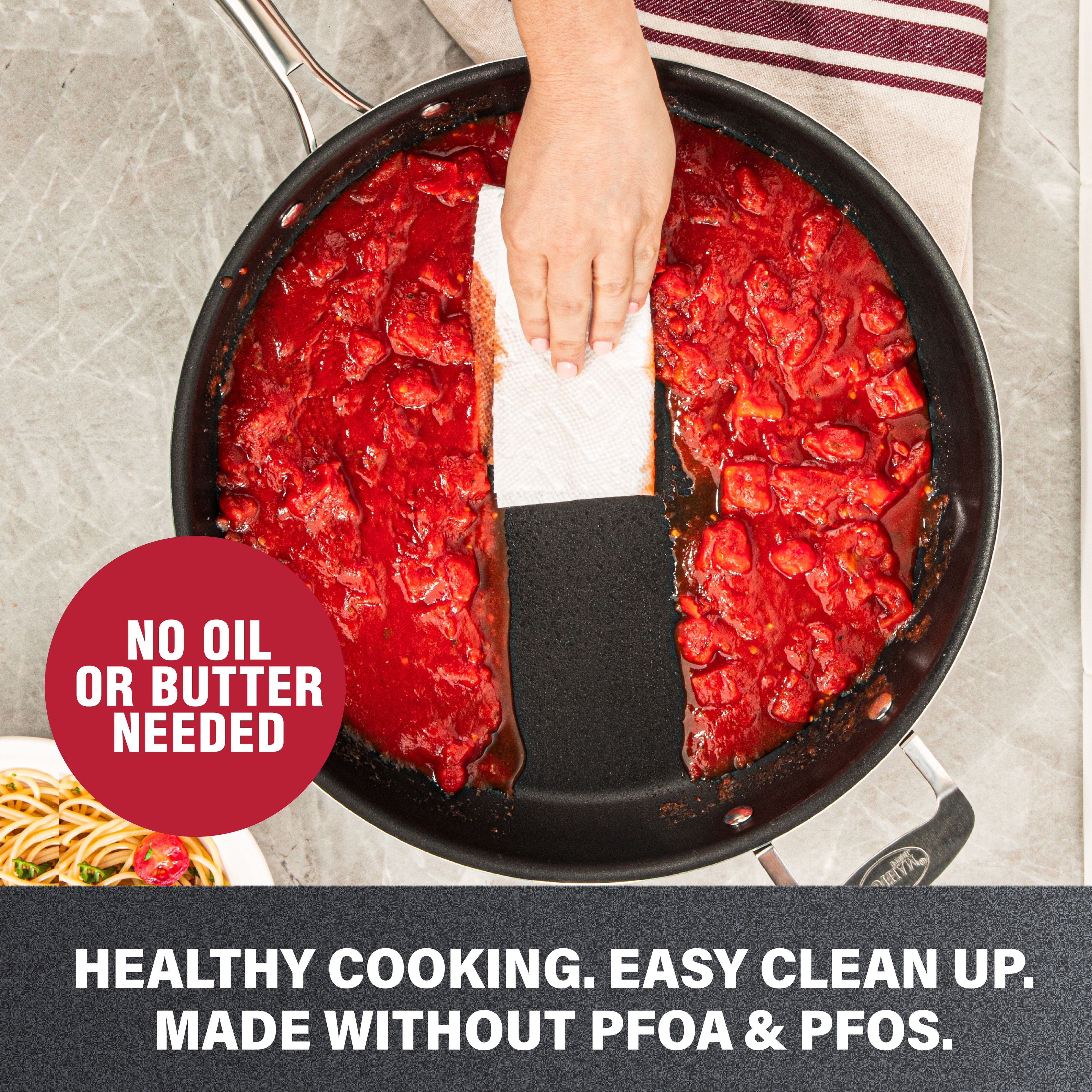 14'' Nonstick Family Fry Pan with Helper Handle, Non Stick Skiller with Stay Cool Handles, Oven & Dishwasher Safe