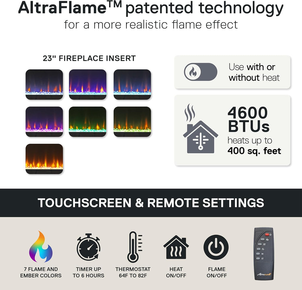 Lumina Fireplace TV Stand, Black Oak, Holds Tvs up to 70", Modern Entertainment Center with RGB LED Lights