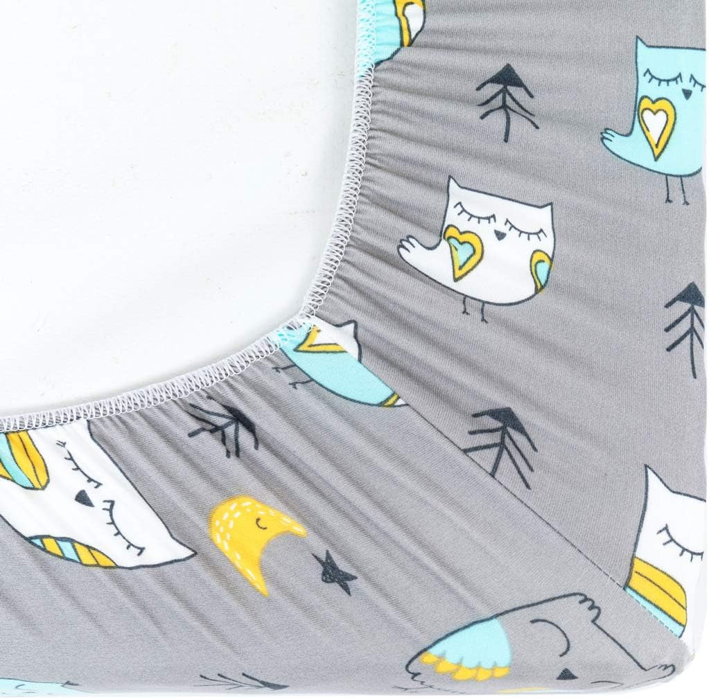 Stretchy Changing Pad Covers  Changing Table Cover for Baby Boys Girls,2 Pack Jersey Knit,Owl & Bear