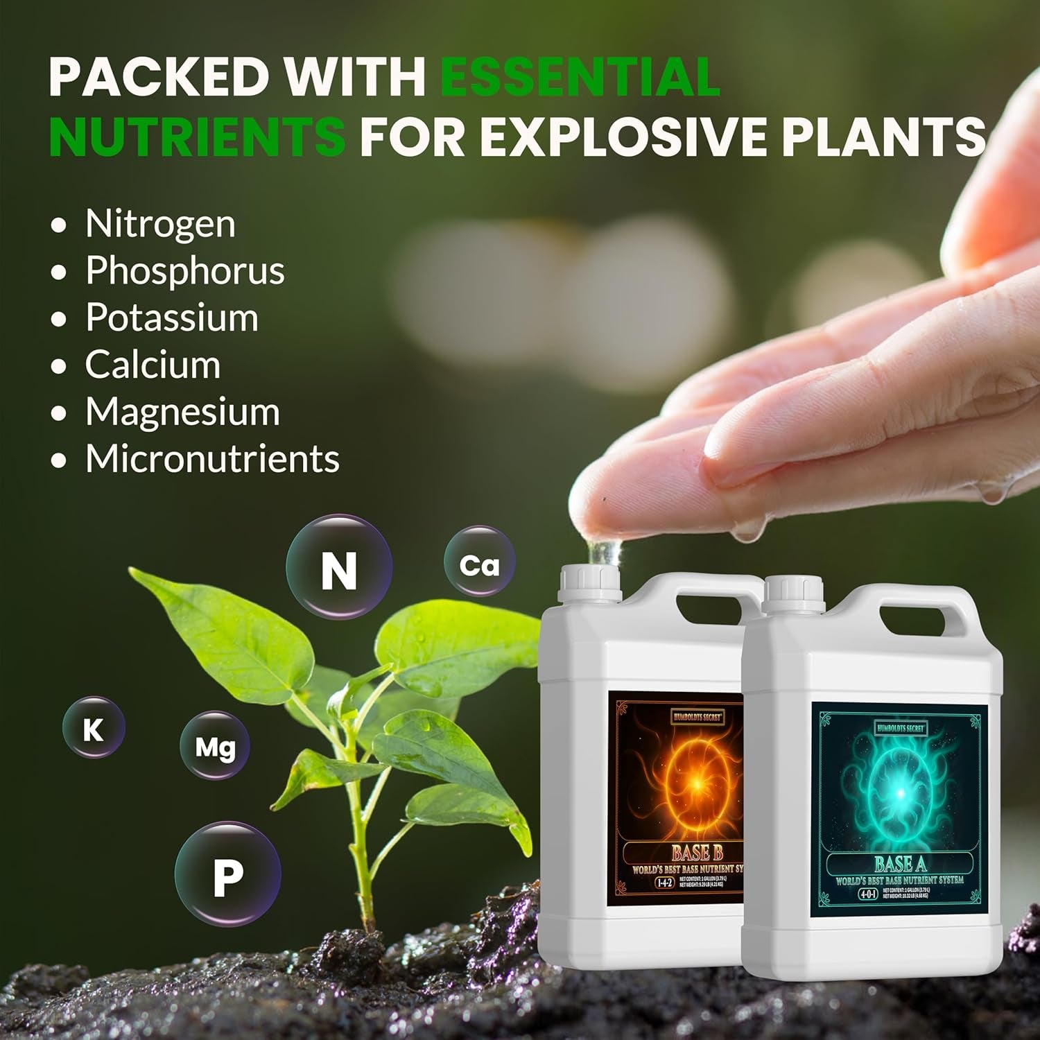 Base a & B Liquid Hydroponic Fertilizer | Complete Hydroponic Nutrients for Indoor and Outdoor Plants | Supports Healthy Vegetative Growth and Flowering Stage | 1 Gallon