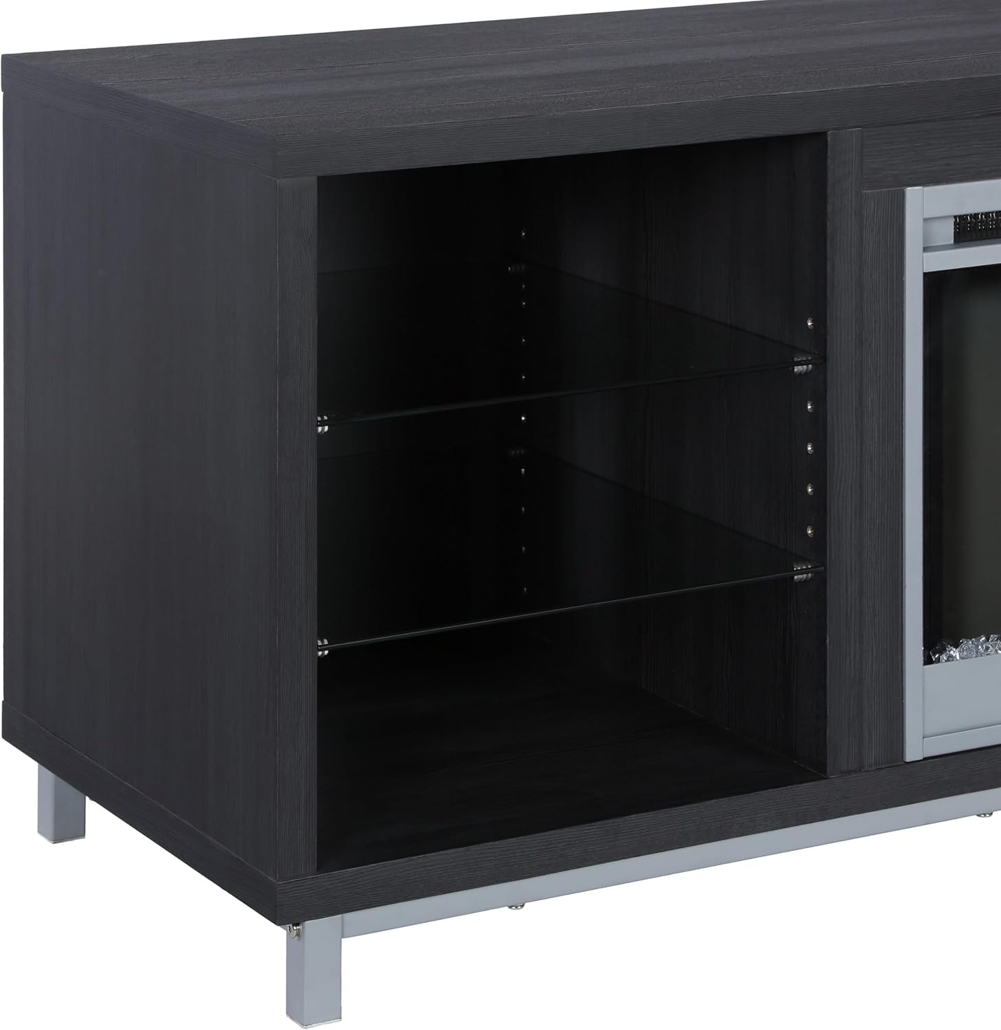 Lumina Fireplace TV Stand, Black Oak, Holds Tvs up to 70", Modern Entertainment Center with RGB LED Lights