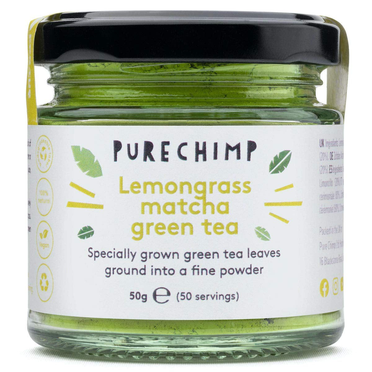 Matcha Green Tea Powder - 1.75 Ounces (50G) of Ceremonial Grade Japanese Matcha for Baking, Lattes and Smoothies - Lemongrass