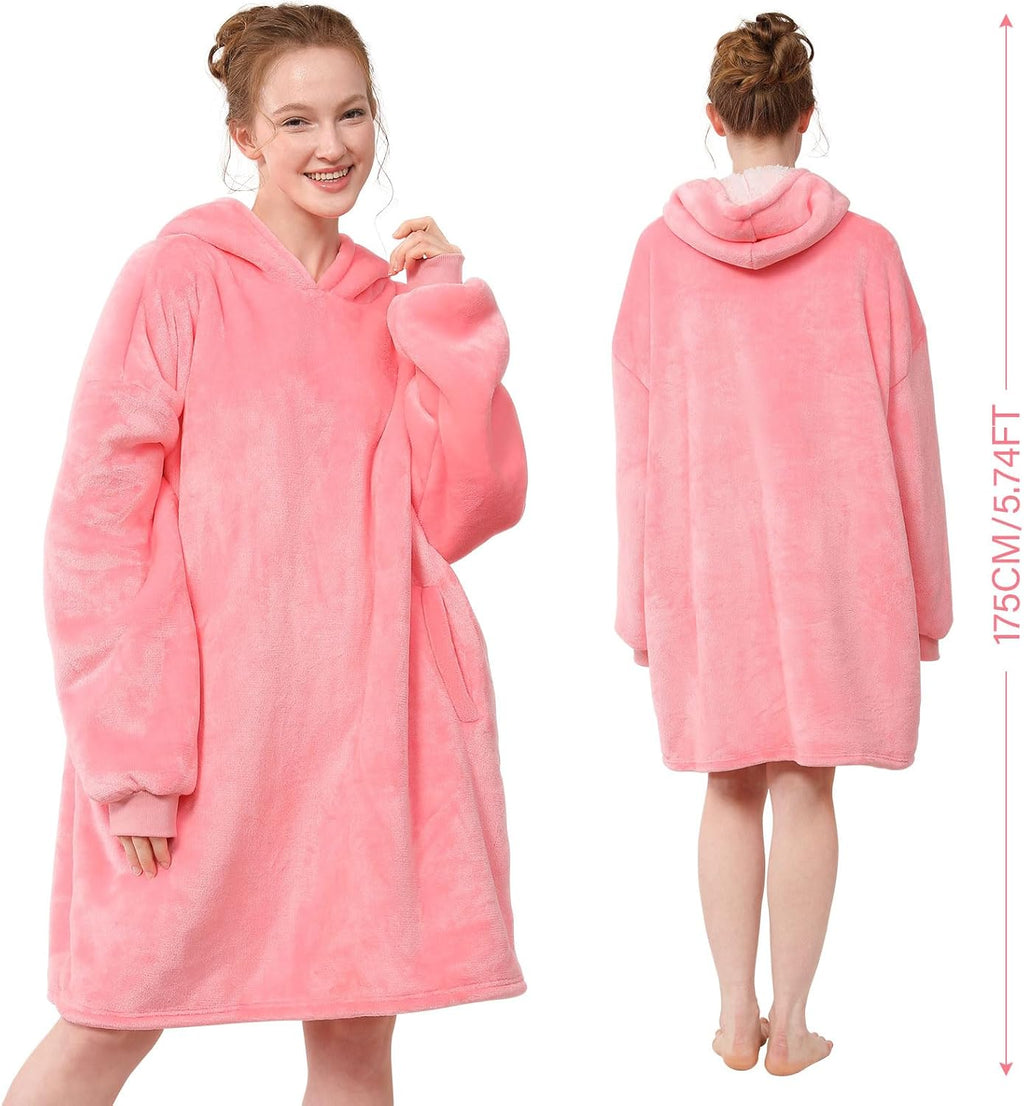 Blanket Hoodie,Oversized Wearable Sherpa Fleece Blanket Sweatshirt,Super Soft Warm Cozy with Giant Pocket,Gifts for Women Men Adults Teenagers Kids, One Size Fits All
