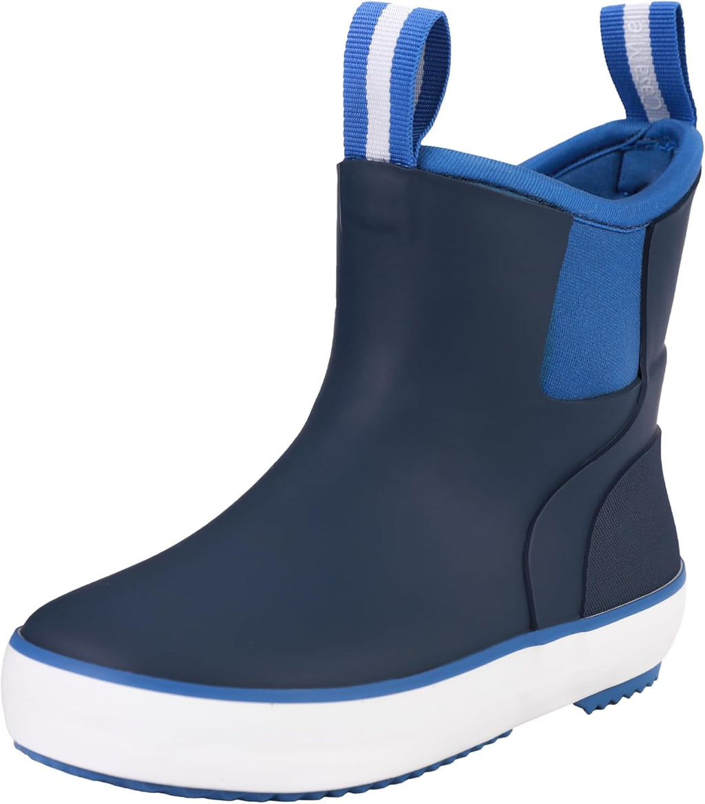 Waterproof Rubber Rain Boots for Big Kids - Youth Ankle Muck Boots, Non-Slip Natural Rubber Snow Shoes, Boys Girls Deck Boots for Mud Gardening Fishing Hunting Outdoor