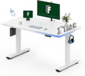 48"X24" One-Piece Electric Standing Desk, 1" Thick Seamless Desktop for Home Office, Study & Multi-Monitor Setup, White