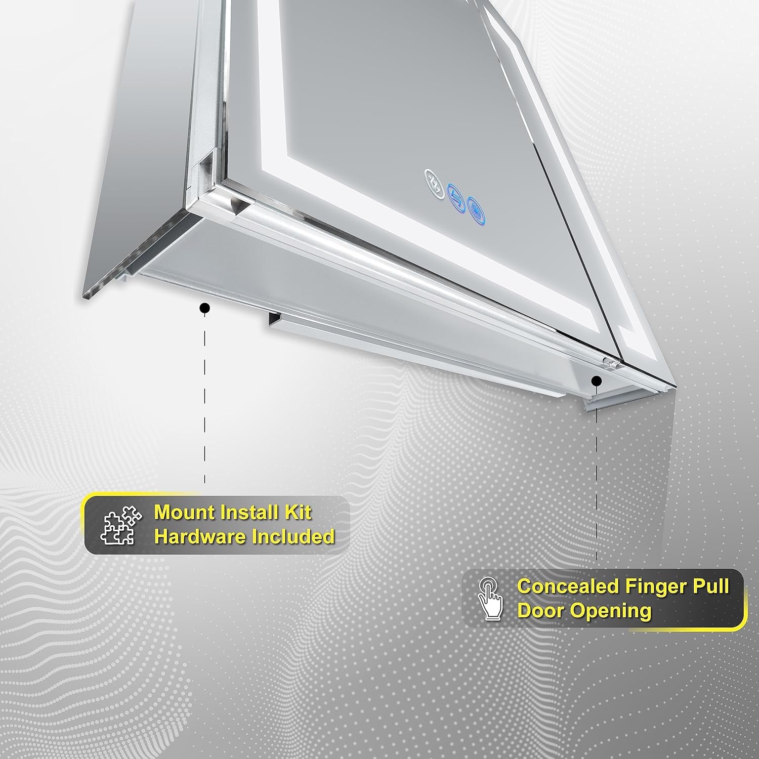 LED Mirror Medicine Cabinet Recessed or Surface, Defogger, Dimmer, Clock, Room Temp Display, Makeup Mirror 3X, Outlets & Usbs (Rubini 36X32)