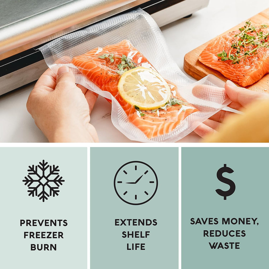 Vacuum Seal Rolls, Vac Seal Bags for Food Storage, Meal Saver Freezer Vacuum Sealer Bags, Sous Vide Bags Vacuum Sealer, Non-Bpa Vacuum Sealer Bags, 8 Inches by 50 Feet, Pack of 2