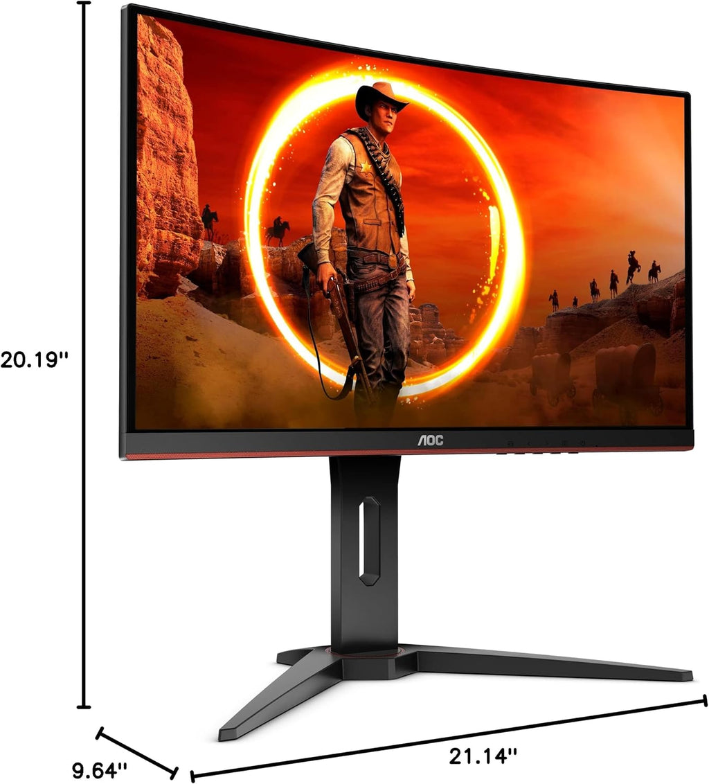 C24G1 24" Curved Frameless Gaming Monitor, FHD 1080P, 1500R VA Panel, 1Ms 144Hz, Freesync, Height Adjustable, VESA, 3-Year Zero Dead Pixels Black