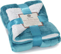 Sherpa Throw Blanket Super Soft Reversible Ultra Luxurious Plush Blanket, 40 X 50 Inches, Teal/White