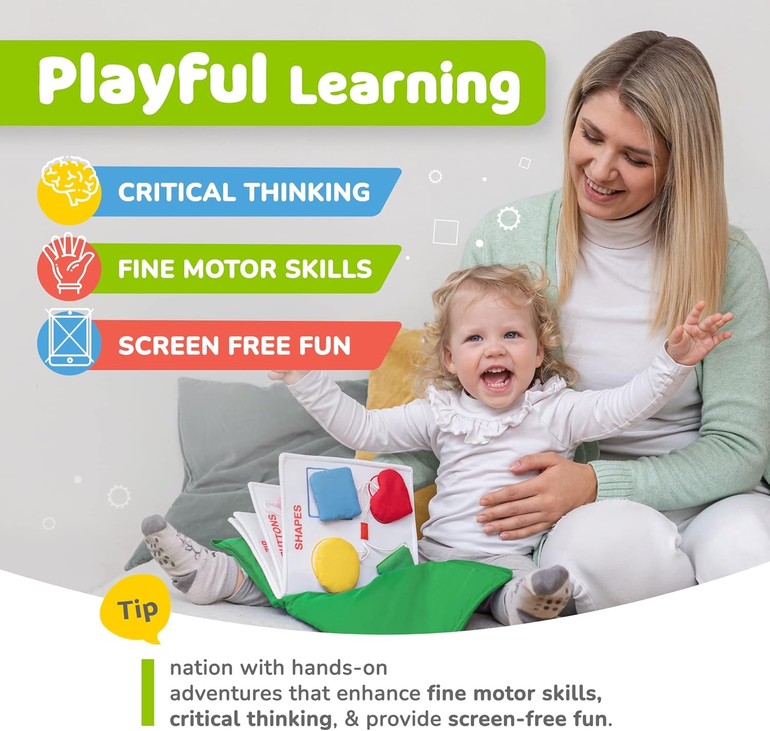 Plane Toys for Toddlers 1-3, Long Flight Must Haves, Quiet Busy Book for 1 Year Old, Travel Toys for Toddlers on Airplane, No Noise Activity Book, All Parts Attached, Gift for Girls & Boys