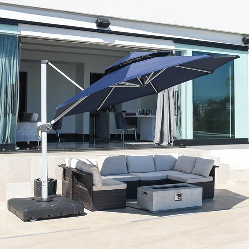 11 Feet Patio Umbrella Outdoor round Umbrella Large Cantilever Umbrella Windproof Offset Heavy Duty Sun for Garden Deck Pool Patio, Navy Blue