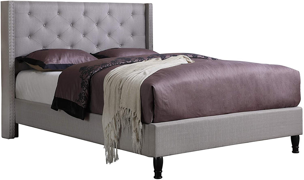 Furbed00007_Cloth_Lightgrey_Full Platform Bed, Grey