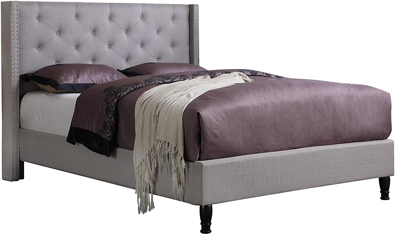 Furbed00007_Cloth_Lightgrey_Full Platform Bed, Grey