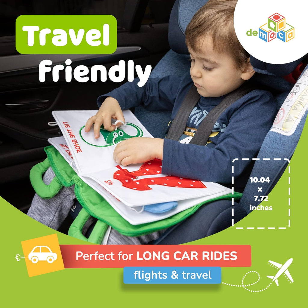 Plane Toys for Toddlers 1-3, Long Flight Must Haves, Quiet Busy Book for 1 Year Old, Travel Toys for Toddlers on Airplane, No Noise Activity Book, All Parts Attached, Gift for Girls & Boys
