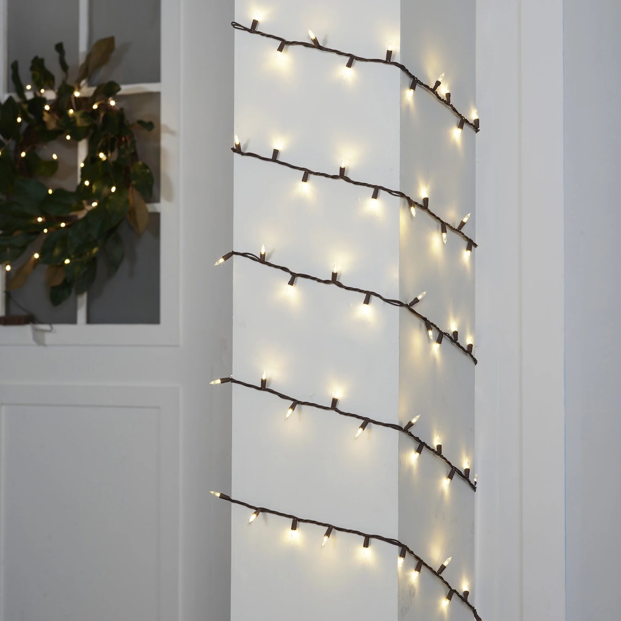 100-Count Warm White LED Outdoor String Lights with Brown Wire