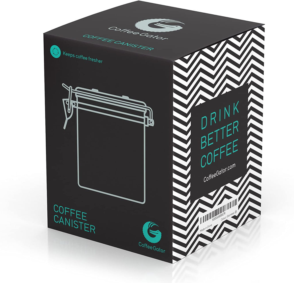 Coffee Canister Airtight, 16Oz Stainless Steel and 4Oz Borosilicate Glass Travel Kitchen Food Storage Container with Date Tracker, Scoop for Beans, Ground, Sugar, Tea, Cookies Jars
