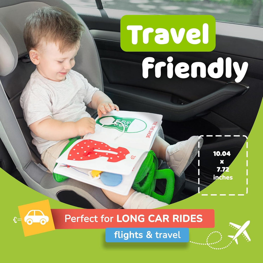 Plane Toys for Toddlers 1-3, Long Flight Must Haves, Quiet Busy Book for 1 Year Old, Travel Toys for Toddlers on Airplane, No Noise Activity Book, All Parts Attached, Gift for Girls & Boys