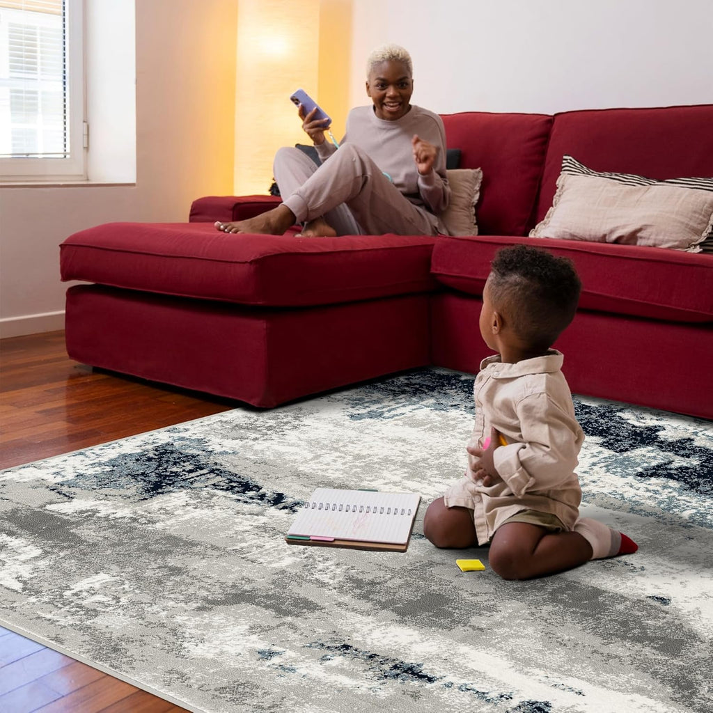 Kimberly Collection Ivory 2X3 Modern Abstract Area Rug