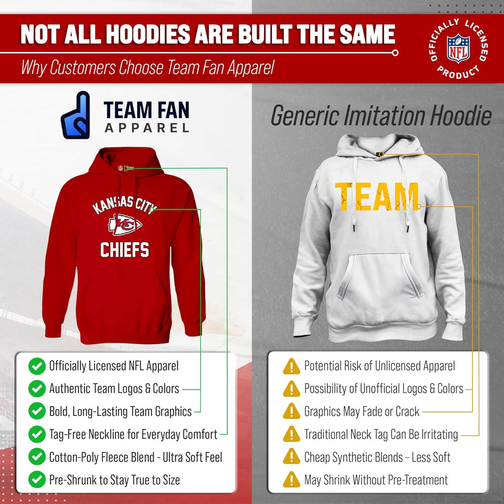 NFL Gameday Hoodie - Officially Licensed Football Hooded Sweatshirt - Cotton Blend Fleece - Men Women Adult