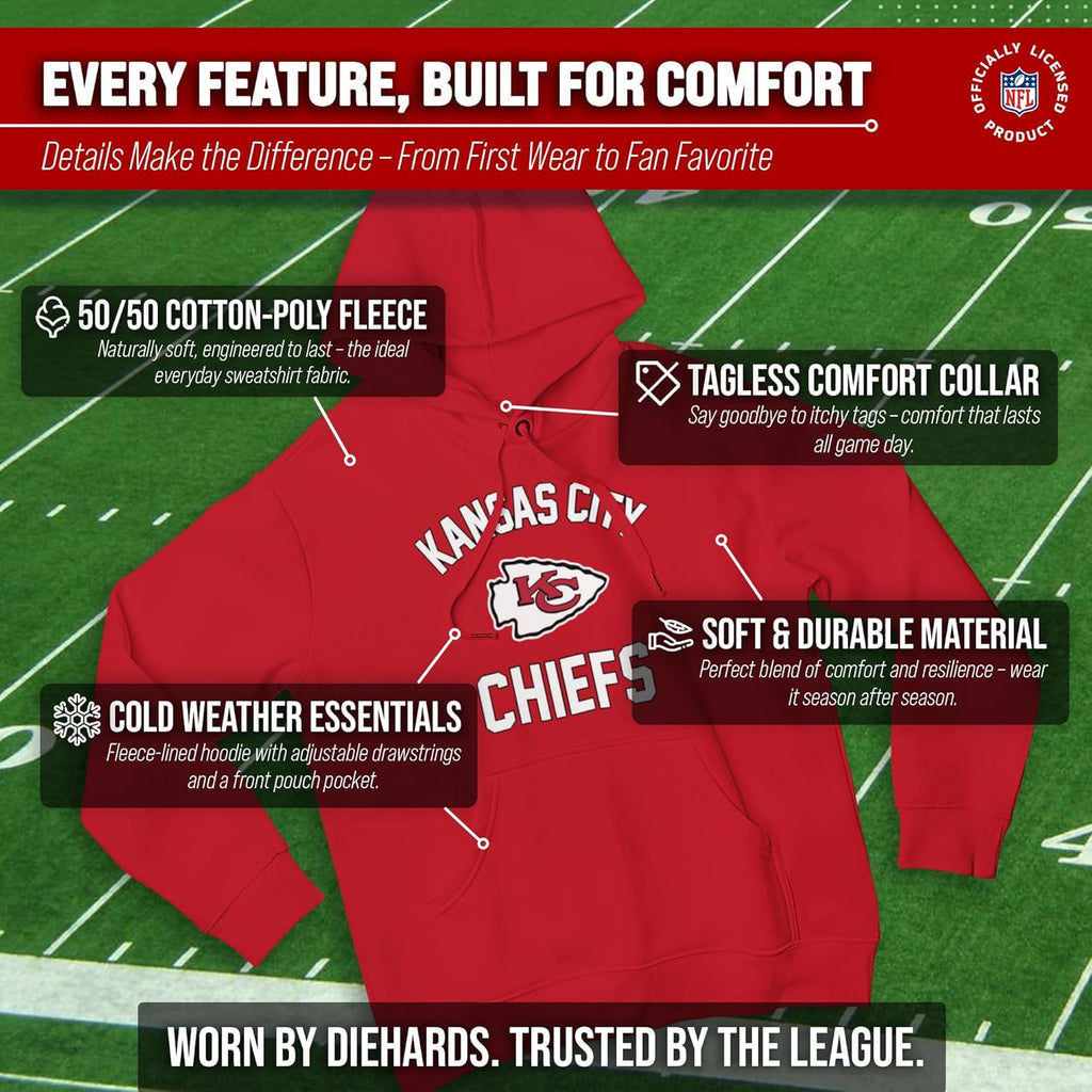 NFL Gameday Hoodie - Officially Licensed Football Hooded Sweatshirt - Cotton Blend Fleece - Men Women Adult