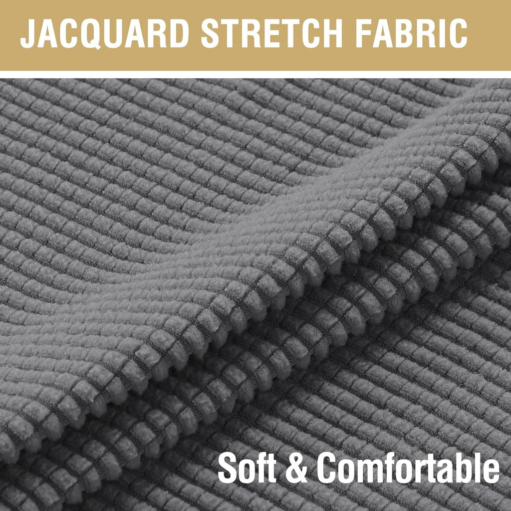 Stretch Dining Chair Covers Set of 2 Chair Covers for Dining Room Parsons Chair Slipcover Chair Protectors Covers Dining, Feature Textured Checked Jacquard Fabric, Gray
