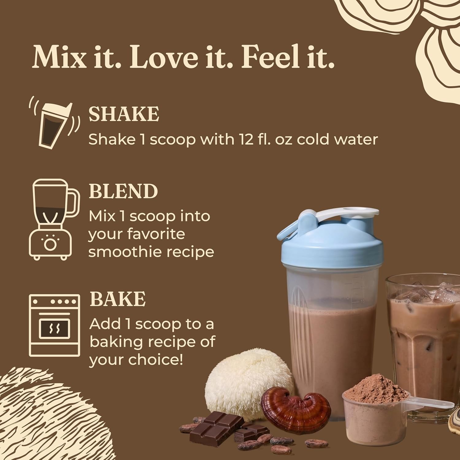 Organic Plant-Based Protein Powder | Clean Vegan Protein Elevated with Lion’S Mane, Chaga, Cordyceps and More for Brain Function and Immune Support | Creamy Cacao, 21.16 Oz