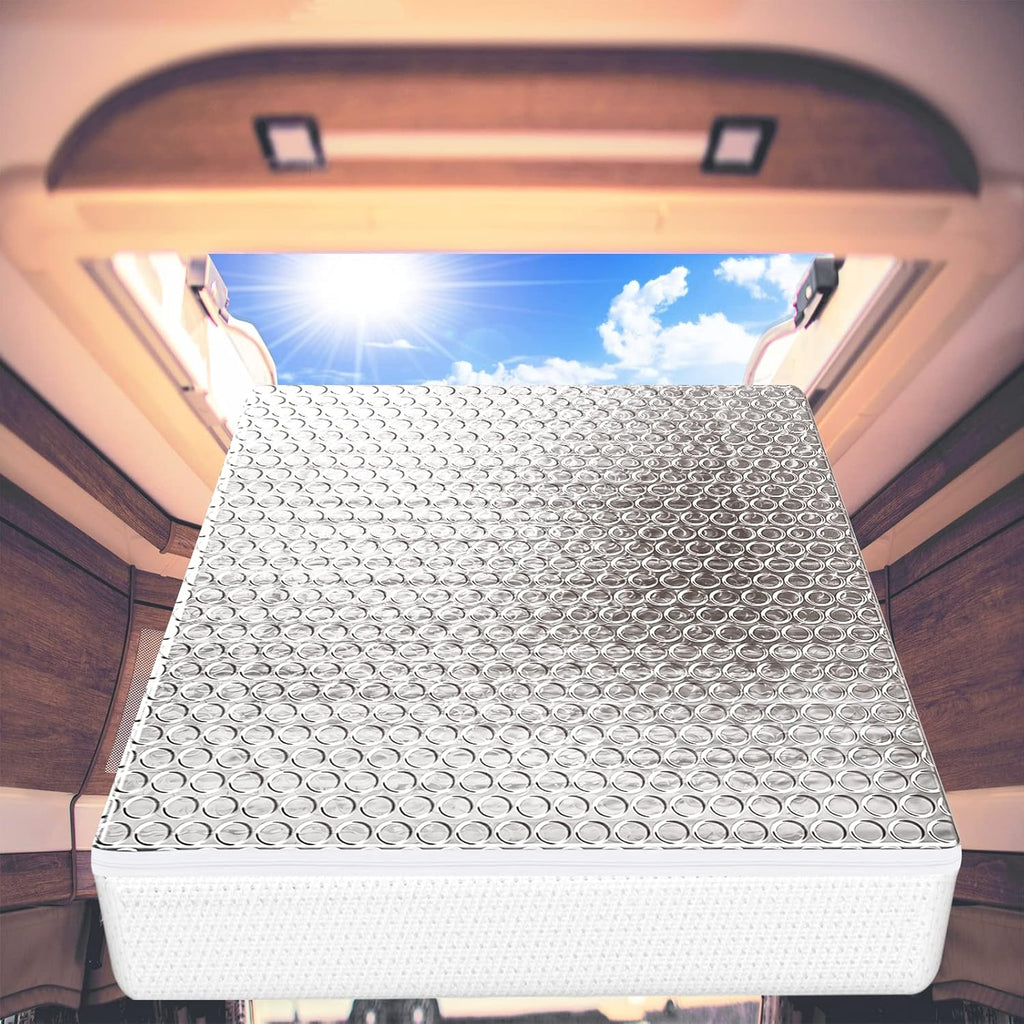 RV Vent Insulator 14″X14″X3″, 2 Piece Universal RV Skylight Cover with Reflective Surface, Skylight Shade Energy Savings Sunroof Fits for 14 Inch X 14 Inch Rv/Camper Vents